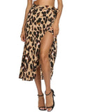 Leopard Print Wrapped Skirt Cover Up