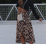 Leopard Print Wrapped Skirt Cover Up